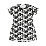 Dog Pattern All Over Print T-Shirt Dress (Urban Camo)