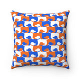 Dog Pattern Polyester Square Pillow (orange-blue-white)
