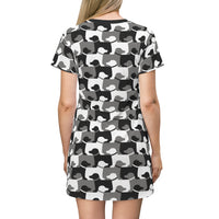 Dog Pattern All Over Print T-Shirt Dress (Urban Camo)