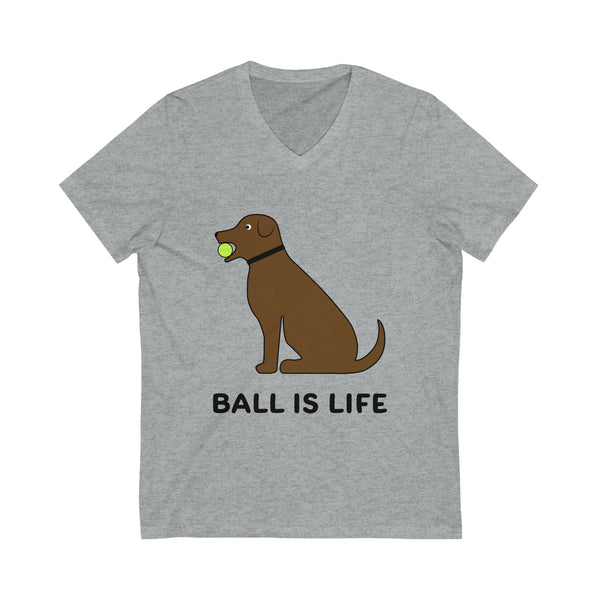 Ball is Life Short Sleeve V-Neck Tee - Chocolate Dog