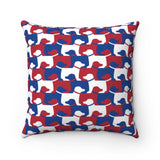 Dog Pattern Polyester Square Pillow (red-white-blue)