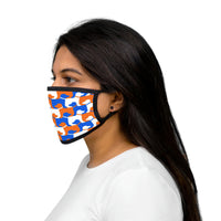 Dog Pattern Mixed-Fabric Face Mask (orange-blue-white)