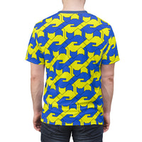 Yellow & Blue Cat Pattern Shirt