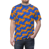 Orange & Blue Cat Pattern Shirt