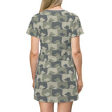 Forest Camo Dog Print T-Shirt Dress