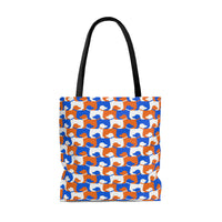 Dog Pattern Tote Bag (orange - blue - white)