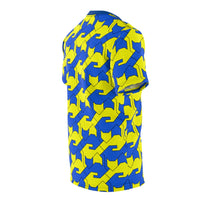 Yellow & Blue Cat Pattern Shirt